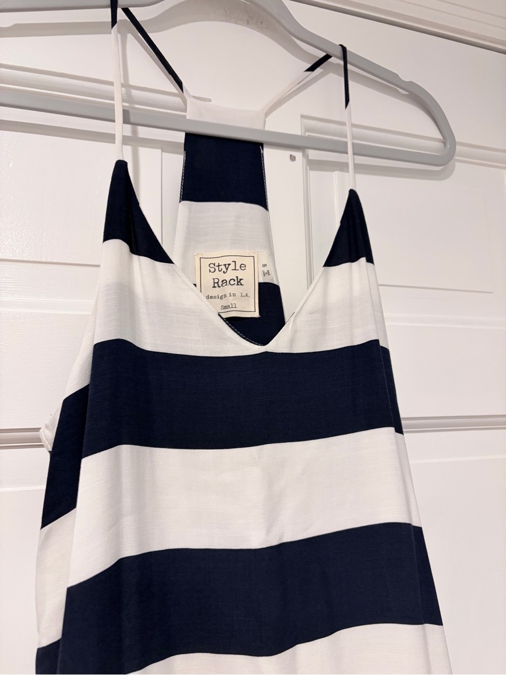 Style Rack Navy White Striped Racerback Shift Dress Small - Picture 2 of 7
